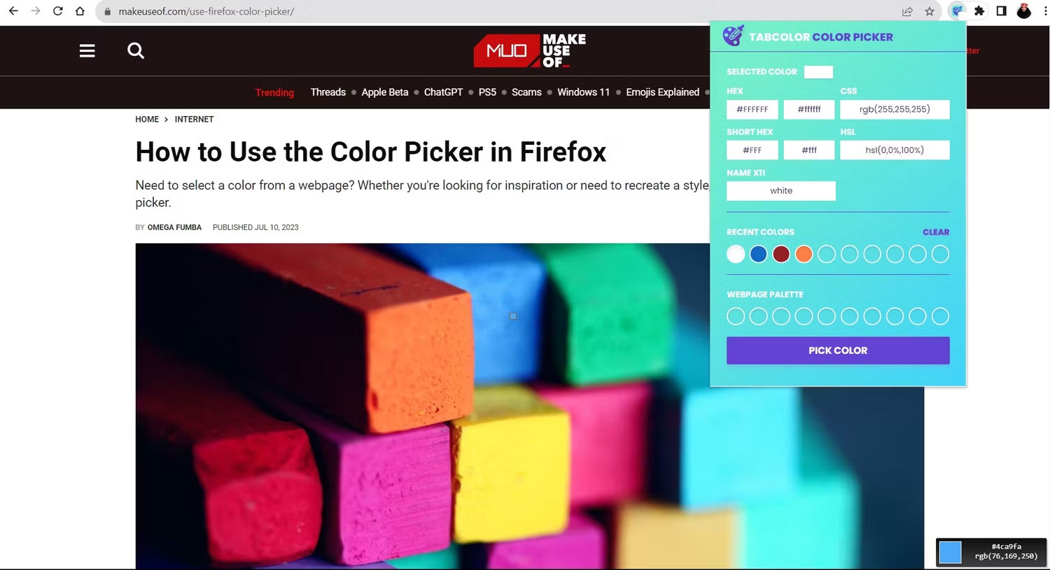 TabColor Color Picker