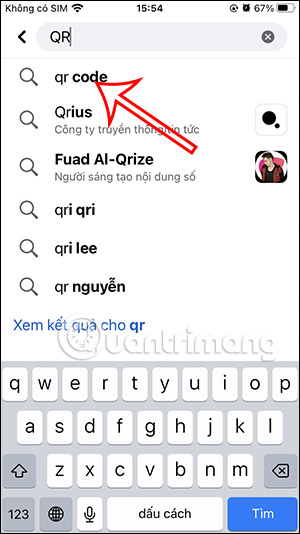 Tìm kiếm công cụ tạo mã QR trên Facebook