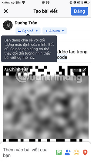 Chia sẻ mã QR trên Facebook 
