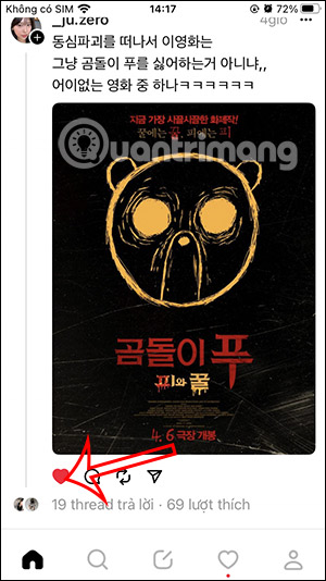 Thích bài đăng trên Threads