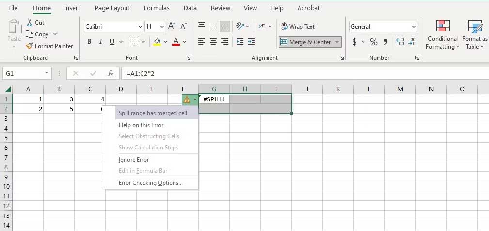 Cách sửa lỗi #SPILL! trong Microsoft Excel