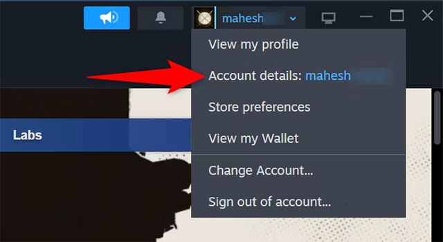 Chọn "Account Details"