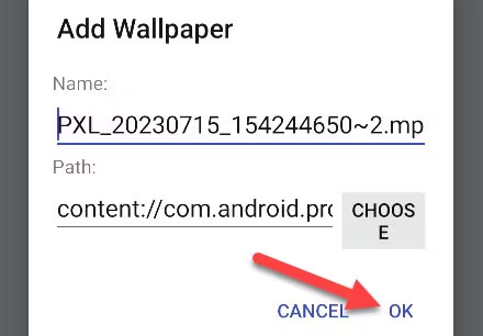 Nhấn "OK" để xác nhận