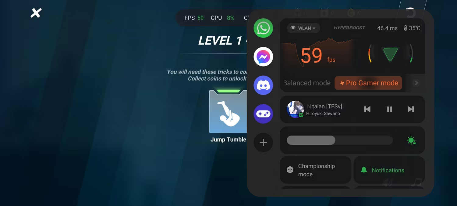 Chế độ chơi game OnePlus hiển thị FPS