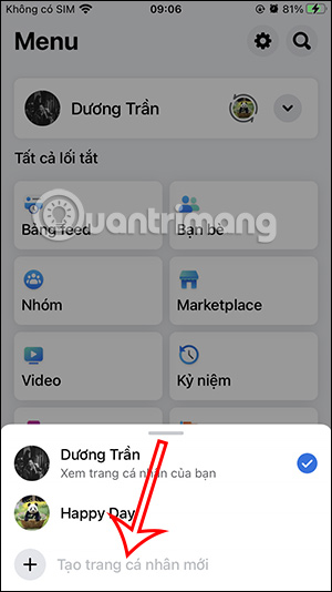 Tạo trang cá nhân mới Facebook