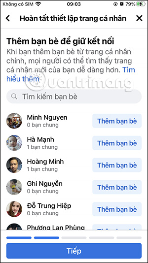 Thêm bạn bè trang cá nhân Facebook