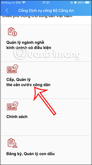 Dịch vụ Cấp, quản lý thẻ CCCD
