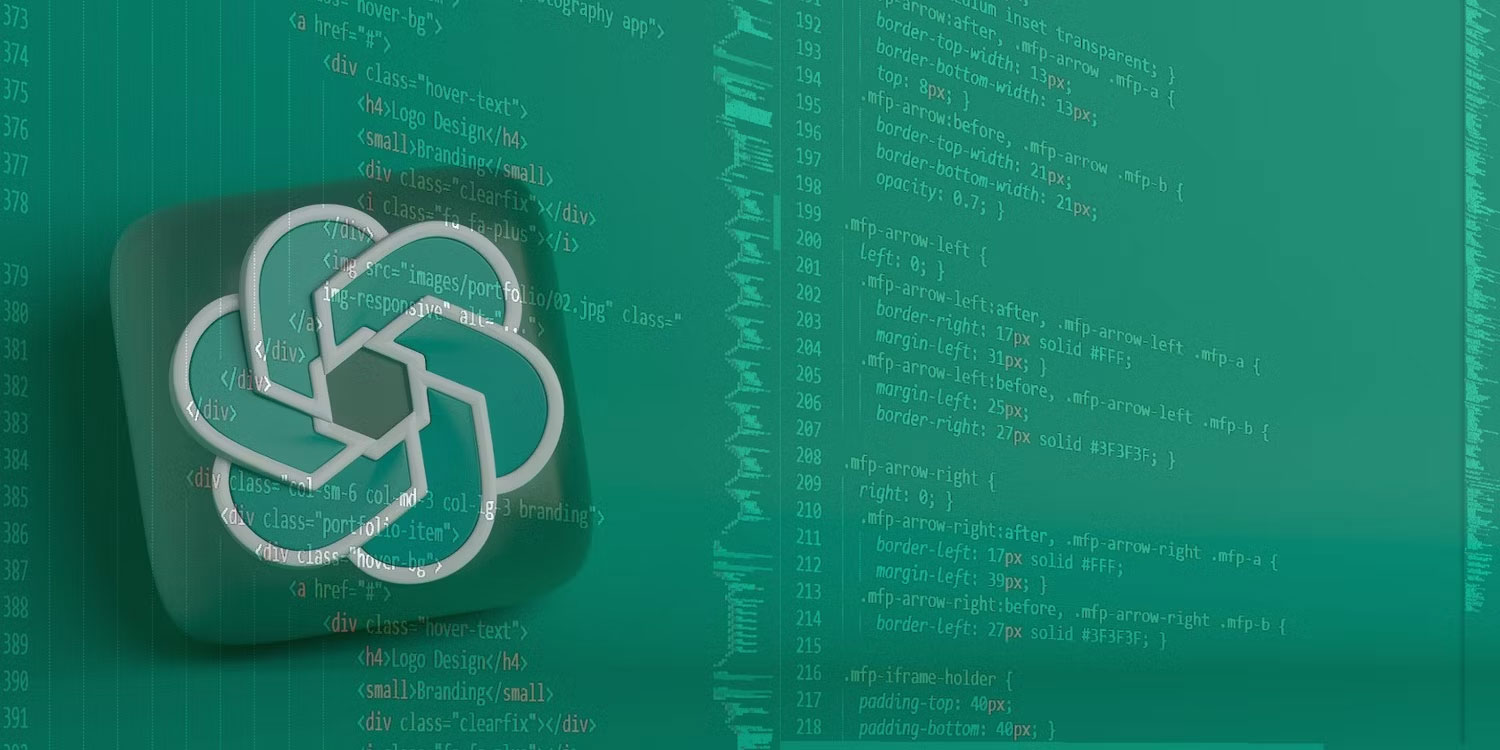 Logo OpenAI được kết hợp với trình chỉnh sửa code