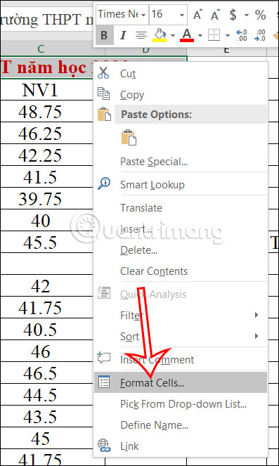 Chỉnh nội dung trong ô Excel 