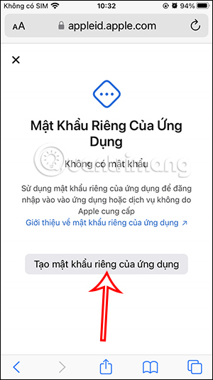 Tạo mật khẩu ứng dụng đăng nhập Apple ID