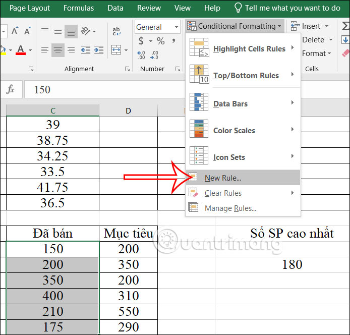 Thiết lập định dạng điều kiện trên Excel 