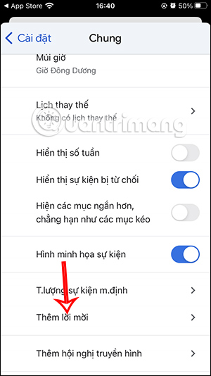 Chỉnh lời mời sự kiện Google Calendar điện thoại