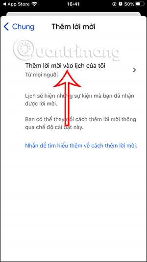 Chỉnh thêm lời mời Google Calendar điện thoại