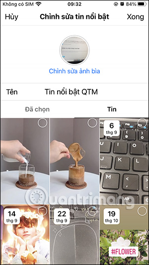 Chọn tin vào tin nổi bật Instagram