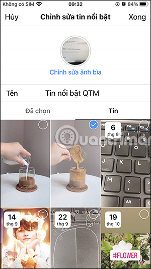 Chọn thêm tin vào tin nổi bật Instagram