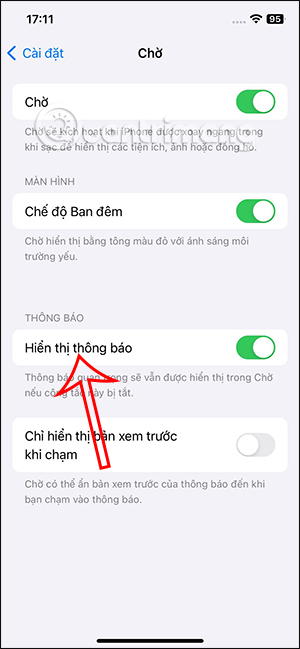Bật thông báo chế độ Standby trên iPhone