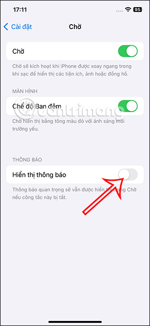 Thông báo chế độ Standby trên iPhone