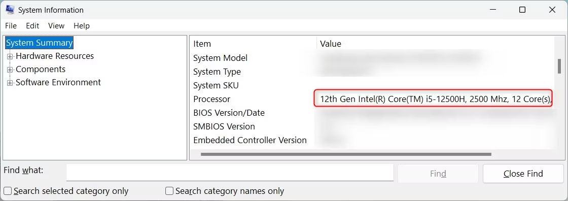 Kiểm tra thế hệ bộ xử lý Intel bằng System Information