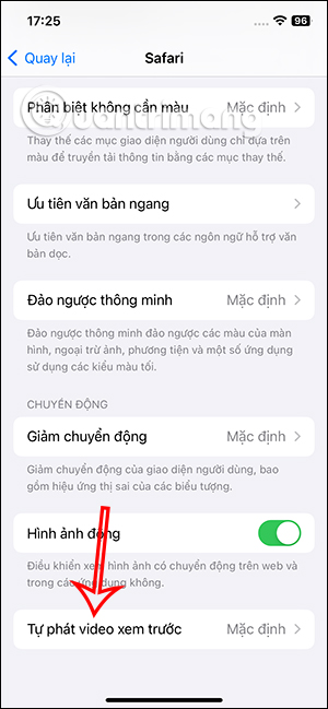 Tự động phát video Safari iPhone