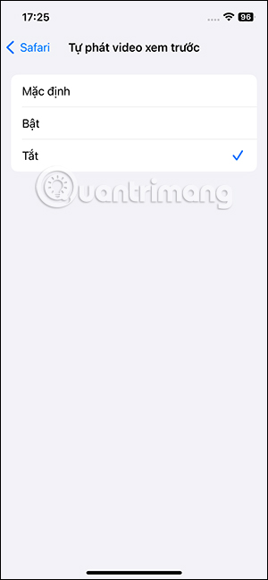 Tắt phát video tự động Safari iPhone