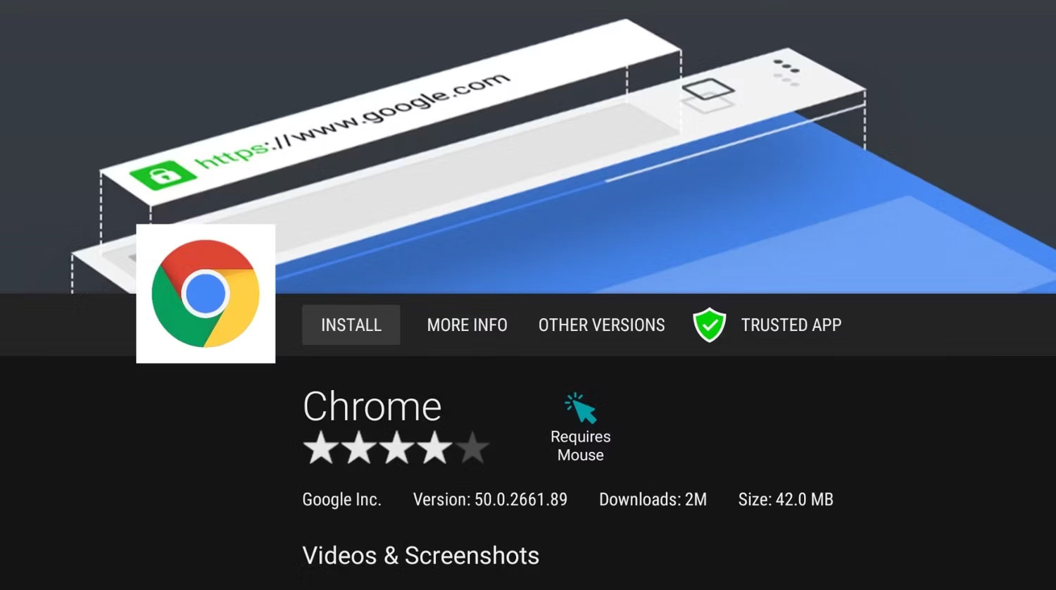 Chrome trên Aptoide TV