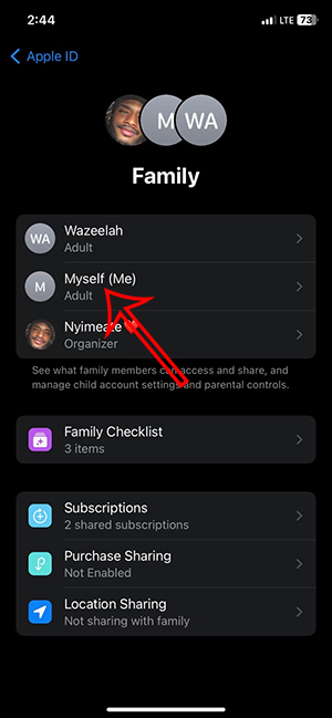 Tên tham gia Family Sharing
