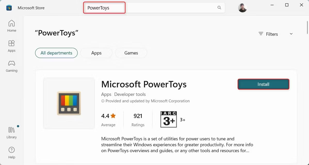Cài đặt PowerToys qua Microsoft Store