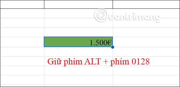 Chèn biểu tượng euro bằng phím Alt