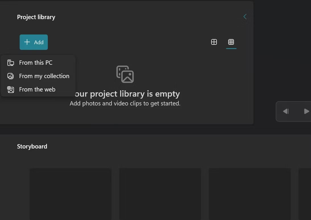Nút + Add trong Video Editor