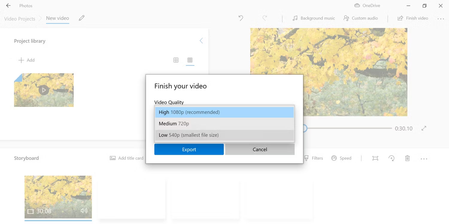 Giảm kích thước video bằng ứng dụng Video Editor tích hợp