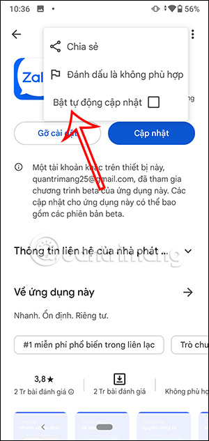 Tắt tự động cập nhật ứng dụng Android