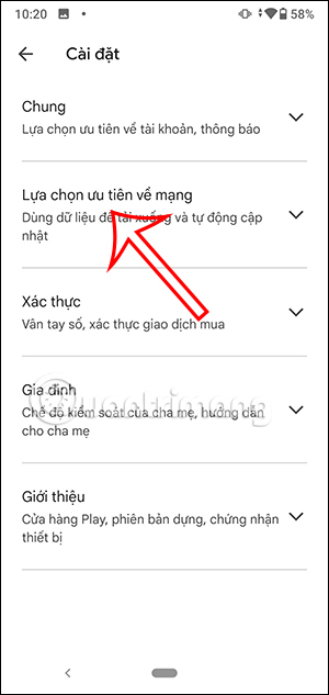 Lựa chọn ưu tiên về mạng trên Android