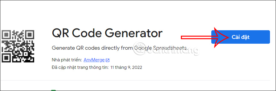 Cài QR Code Generator Google Sheets