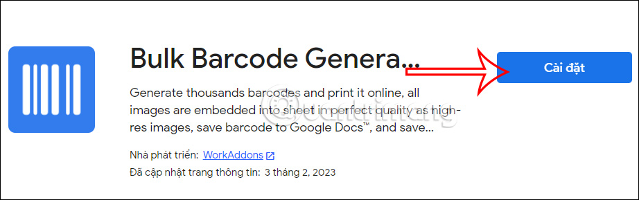 Cài Bulk Barcode Generator trên Google Sheets