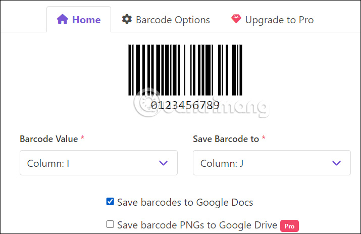 Bulk Barcode Generator tạo mã vạch trên Google Sheets