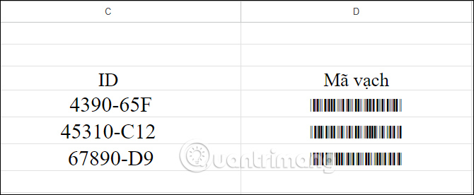 Mã vạch trên Google Sheets