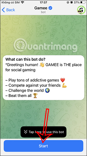 Sử dụng bot Gamee Telegram