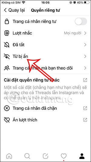 Từ bị ẩn trên Threads