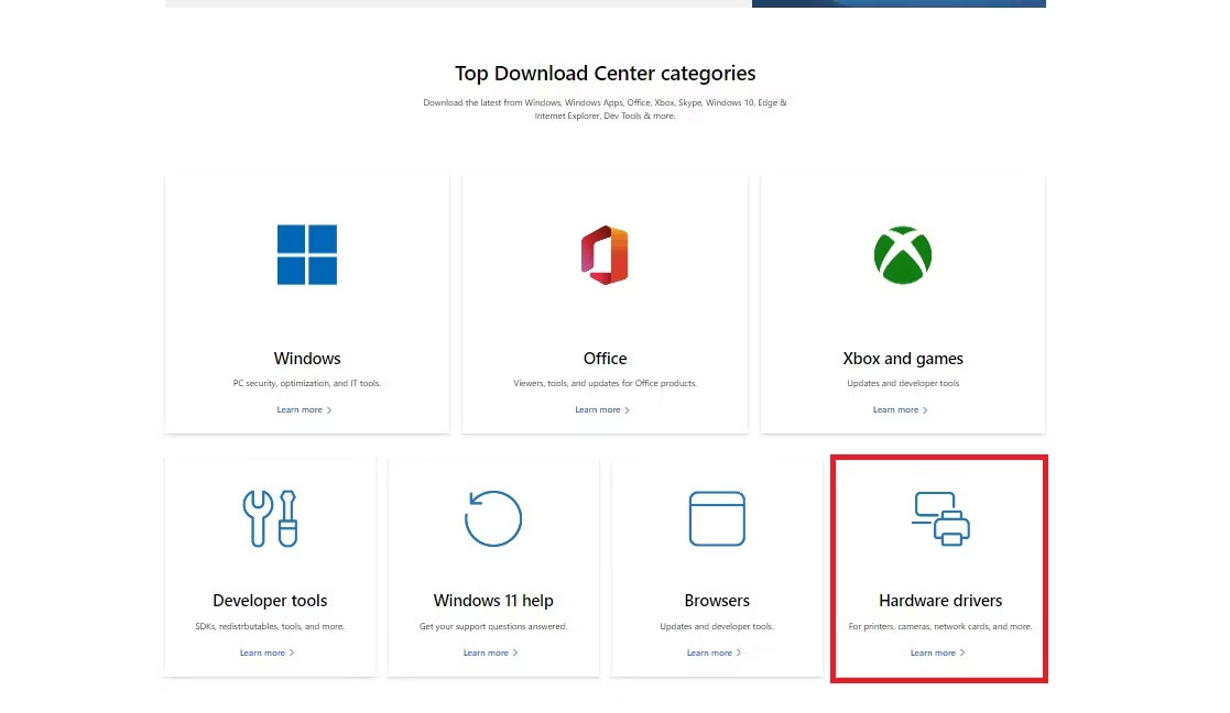 Trang Microsoft Downloads Center