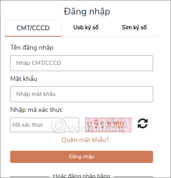 Tài khoản Cổng Dịch vụ công Quốc gia