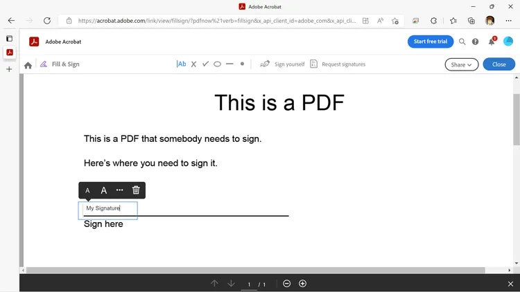 Công cụ chữ ký trực tuyến của Adobe