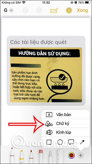 Các tùy chọn thêm cho ghi chú