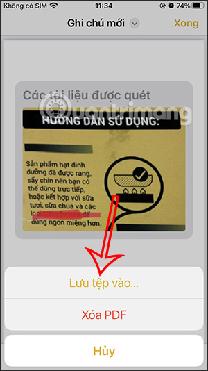 Lưu tệp PDF ghi chú trên iPhone