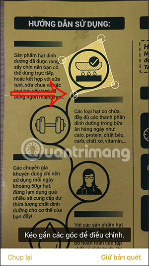 Chỉnh vùng nội dung cần scan
