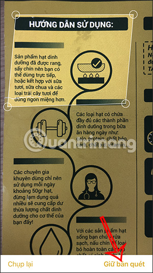 Chọn quét nội dung trên Note