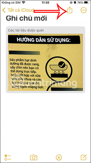 Chia sẻ ghi chú trên iPhone