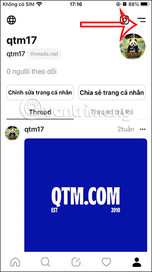 Tùy chỉnh tài khoản Threads