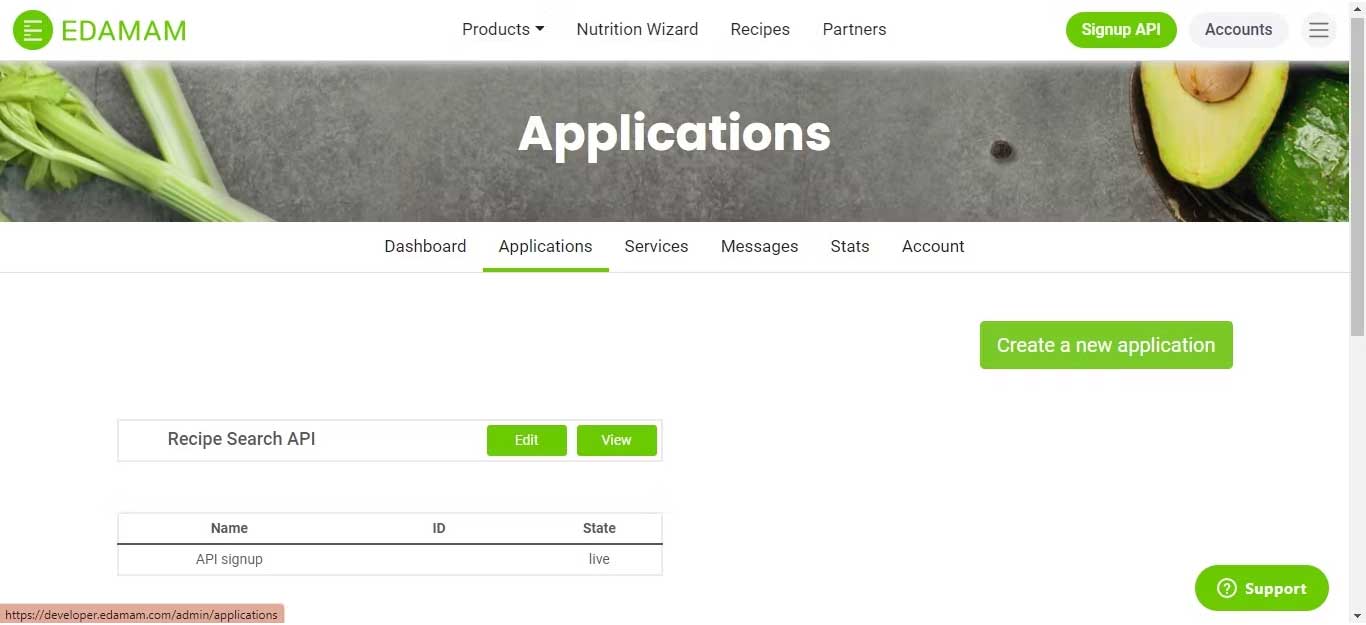 Đăng nhập thành công Edamam