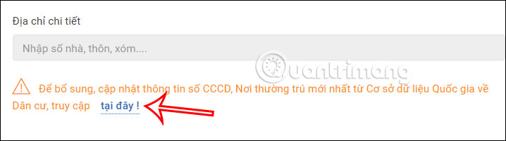 Thay đổi thông tin Cơ sở dữ liệu dân cư 