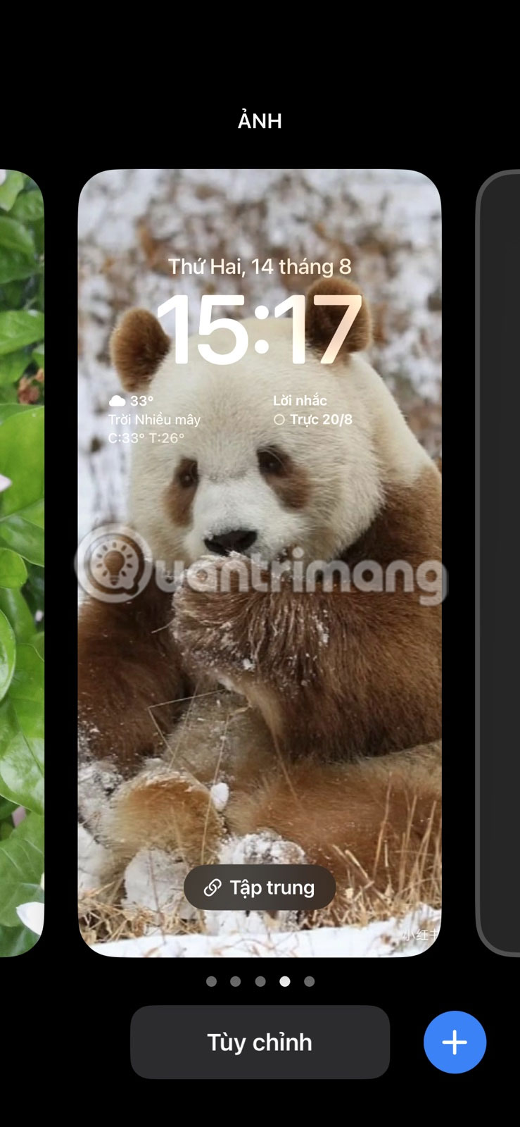 Nhấn và giữ màn hình khóa